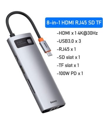 Baseus HUB Metal Gleam Series 8-in-1 Multifunctional Type-C to PD 4K HD USB3.0 Docking Station