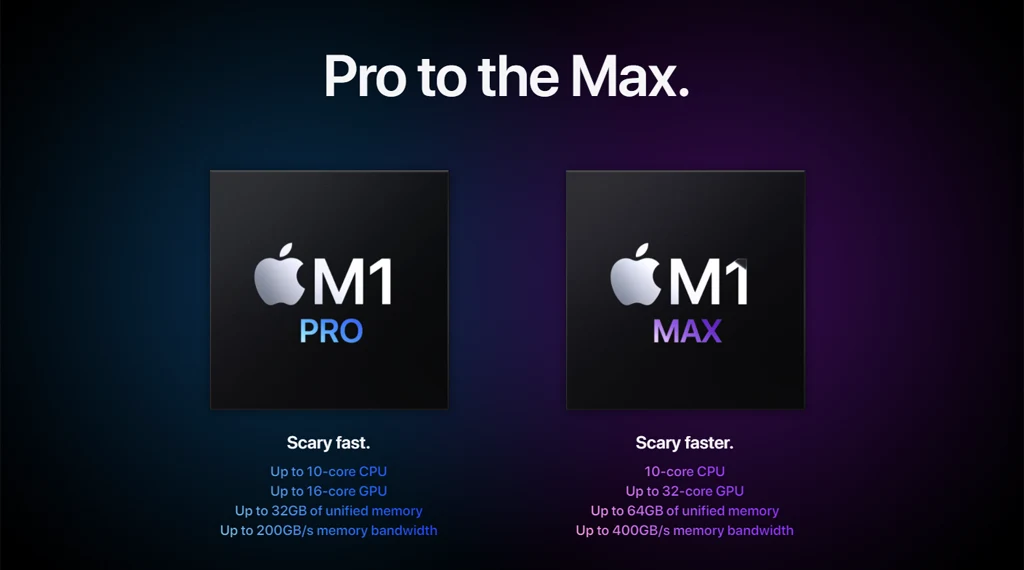 New Apple M1 Pro and M1 Max Silicon processor features and capabilities 7 m1 pro vs m1 max