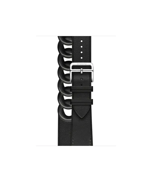 APPLE WATCH HERMÈS SERIES 8 41mm Silver Stainless Steel Case with Noir Swift Leather Gourmette Double Tour price in Bangladesh MC Solution BD