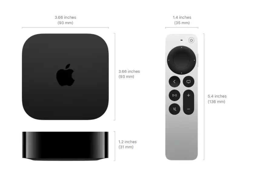 Apple TV 4K Size and Weight MC Solution BD