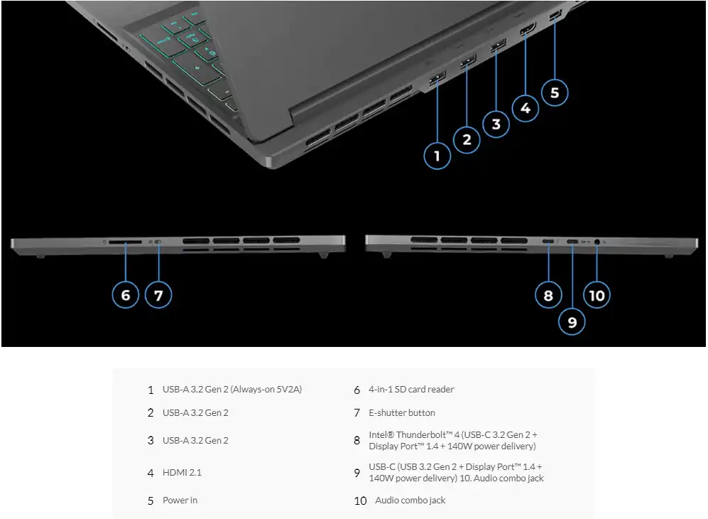 Lenovo Legion Slim 7i Gen 8 16 - Ports & Slots | MC Solution BD