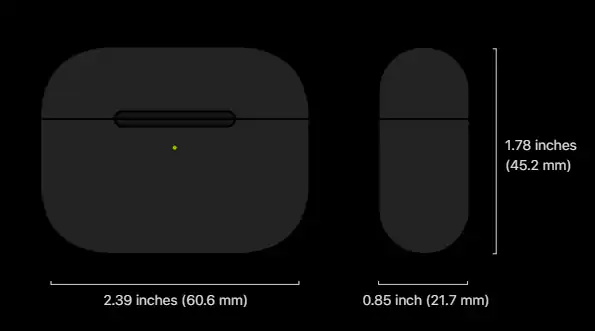Apple AirPods Pro with Wireless Charging Case case size | MC Solution BD