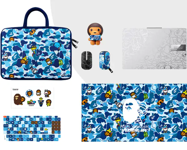 Asus VivoBook S 15 OLED Bape Edition K5504VA | 15.6'' 2.8K 120Hz OLED | 13th Gen Intel Core i9-13900H | 16GB RAM | 1TB SSD | Intel Iris Xe | W11 21-offer 12 ASUS Vivobook S 15 OLED BAPE Edition K5504 Blue Camo Bundle with Cool Silver in Bangladesh | MC Solution BD