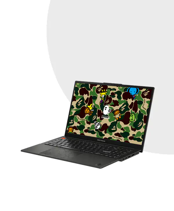 Asus VivoBook S 15 OLED Bape Edition K5504VA | 15.6'' 2.8K 120Hz OLED | 13th Gen Intel Core i9-13900H | 16GB RAM | 1TB SSD | Intel Iris Xe | W11 21-offer 5 ASUS Vivobook S 15 OLED BAPE Edition K5504 Green Camo Bundle with Midnight Black Price in Bangladesh | MC Solution BD