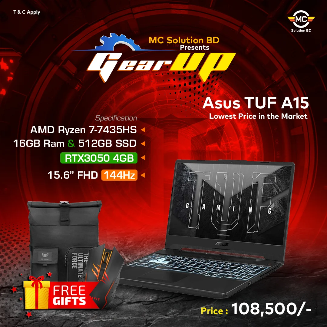 Asus TUF Gaming A15 FA506N | 15.6” FHD 144Hz  | Ryzen 7 7435HS | 16GB DDR5 | 512GB SSD | RTX3050 4GB | W11