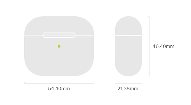 Apple AirPods 3rd Generation with MagSafe Charging Case Size | MC Solution BD