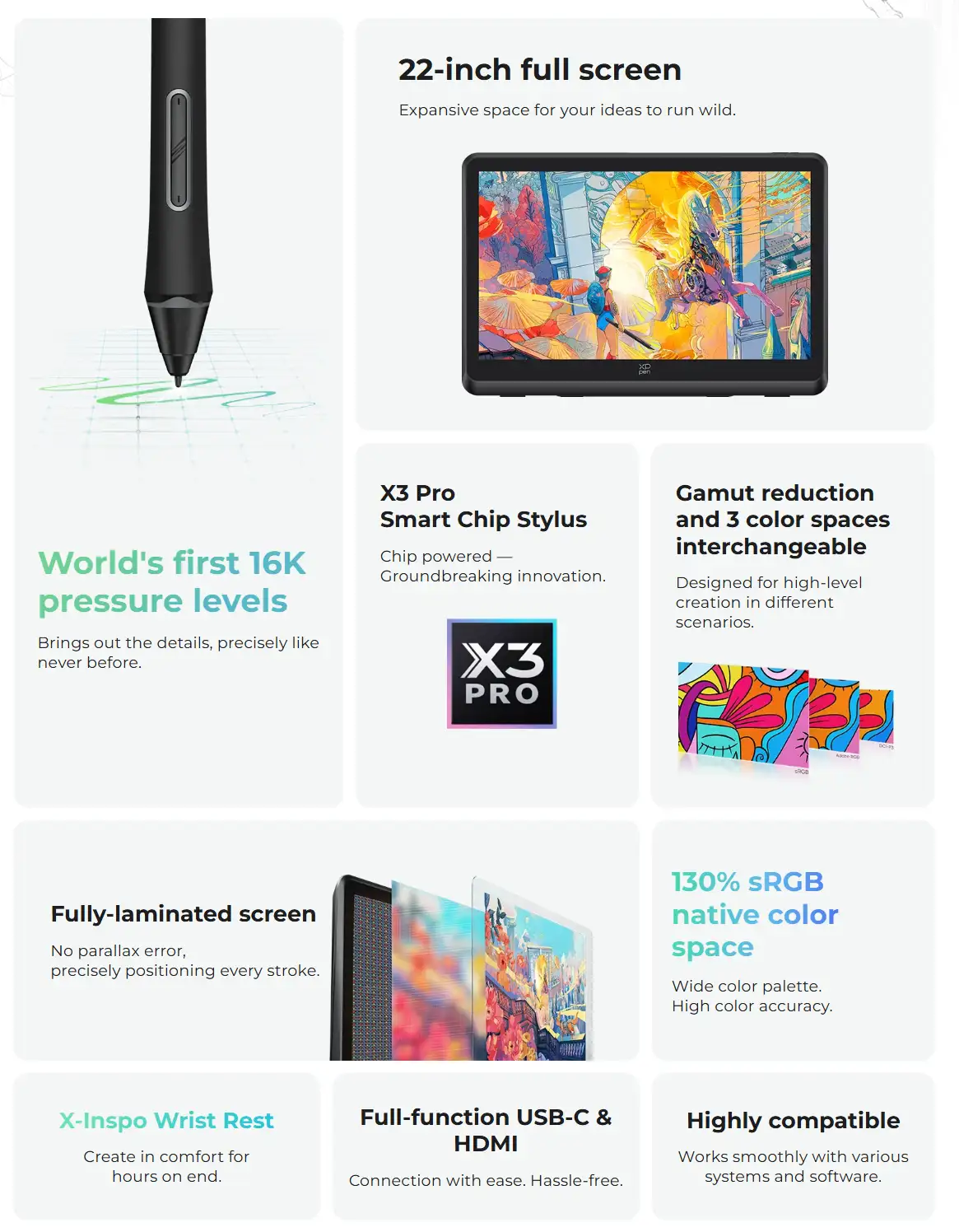 XP-Pen Artist 22 Plus 16K Digital Drawing Pad Graphics Tablet 7 XP-Pen Artist 22 Plus 16K Digital Drawing Pad Graphics Tablet