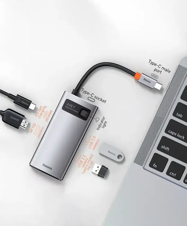 Baseus Metal Gleam Series 4-in-1 Multifunctional Type-C HUB Docking Station