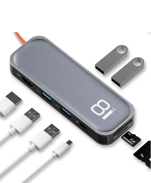 Output ports: 2 x USB3.0, 2 x USB2.0, HDMI 4K, Type-C PD, TF , SD Connection port: Type C Resolution HDMI: 4k * 2k Type-C charging port: supports PD 20V / 5V Max Type-C supports PD fast charging with power up to 100W Support TF / SD ports Compatible with most mobile devices with Type- port C