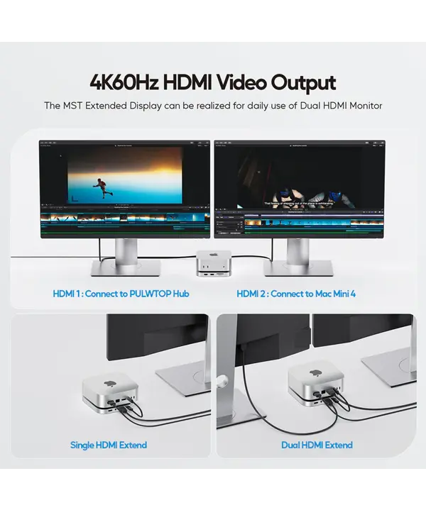 PULWTOP Mac Mini M4 Dock with M.2 SSD Enclosure