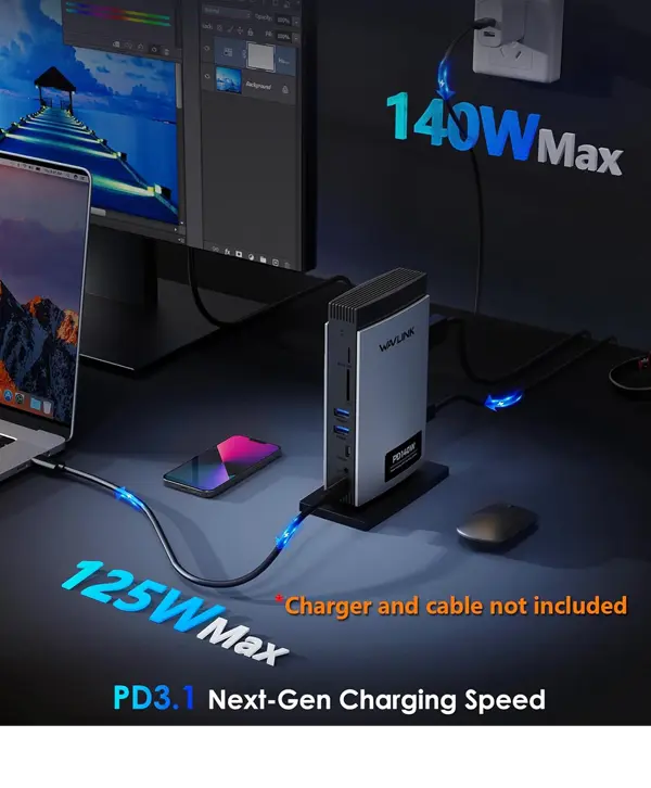 WAVLINK PD3.1 Triple Display USB C 11 in 1 USB C Docking Station with PD3.1 140W Charging 6 WAVLINK PD3.1 Triple Display USB C 11 in 1 USB C Docking Station