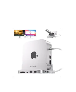 PULWTOP Mac Mini M4 Dock and Stand (9-in-1, M.2 SSD case, HDMI 4K, 10Gbps）