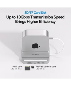 PULWTOP Mac Mini M4 Dock and Stand (9-in-1, M.2 SSD case, HDMI 4K, 10Gbps）